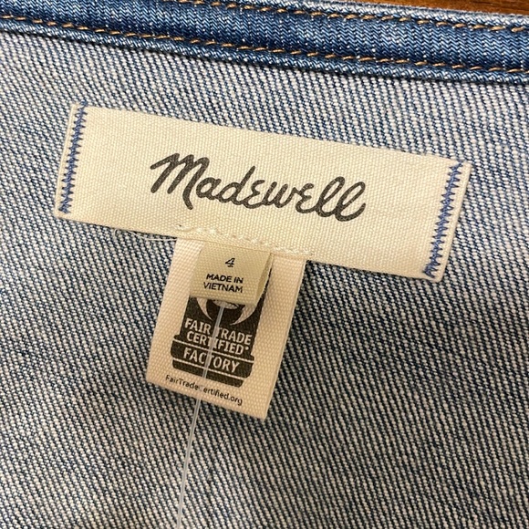 NWT Madewell Denim Square Neck Crop Long Sleeve Top in Hallwood Wash - Picture 7 of 9